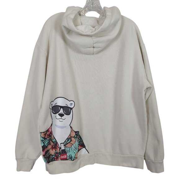 Coca-Cola Hoodie White Sweatshirt Large‎ Penguin Tropical Polar Bear - Picture 2 of 16